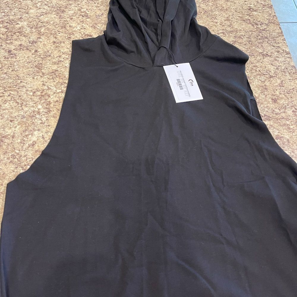 Men Black Champion cutoff hoodie